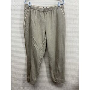 Lafayette 148 Tan Wool Cashmere Pants Silky Side Stripe Elastic Waist Pockets XL